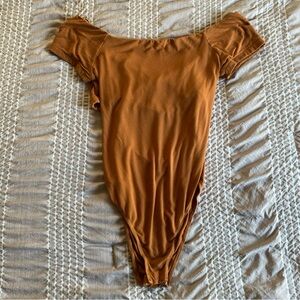Lush Burnt Orange Off Shoulder Crossbody Back Body Suit Size L